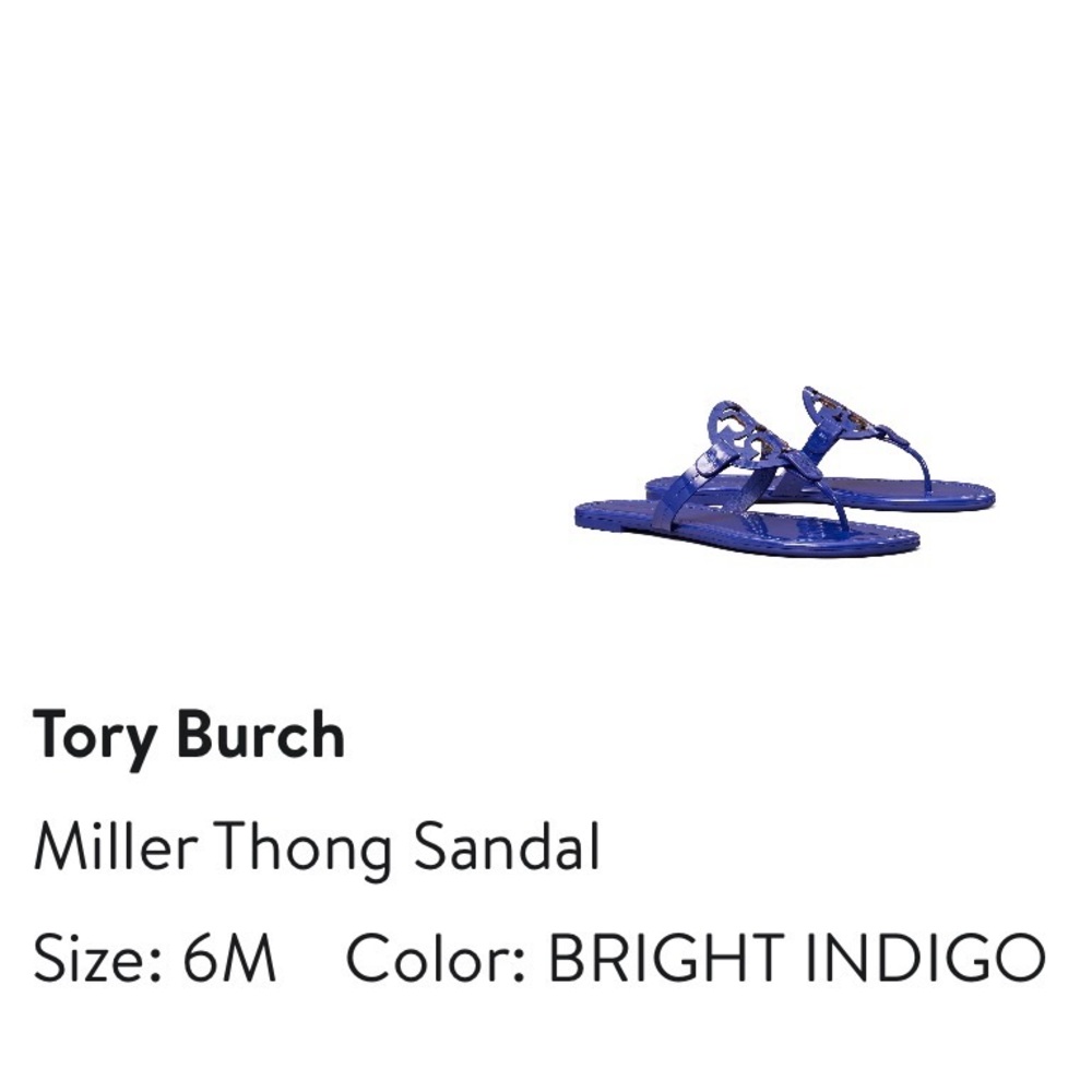 Tory Burch Miller Thong Sandal Patent Leather Bright Indigo size 6 - Picture 2 of 16